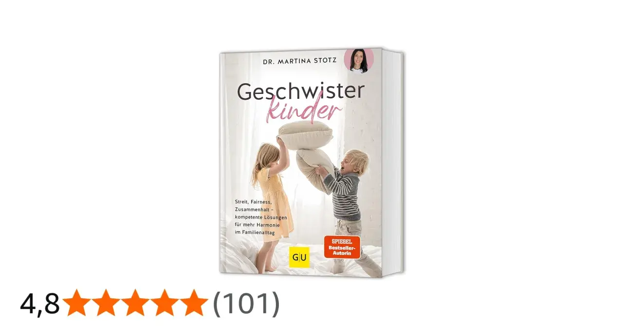 Ein Buchcover zeigt einen Jungen und ein Mädchen, die mit Kissen spielen. Es thematisiert bruder und schwester liebe und wie man Harmonie im Familienalltag schafft.