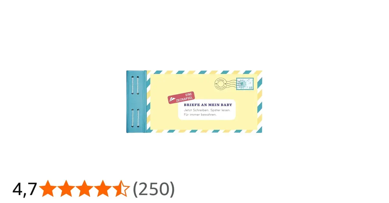Ein Buch mit dem Titel "Briefe an mein Baby" im Umschlagdesign. Es ist eine Zeitkapsel zum Schreiben, Lesen und Aufbewahren.