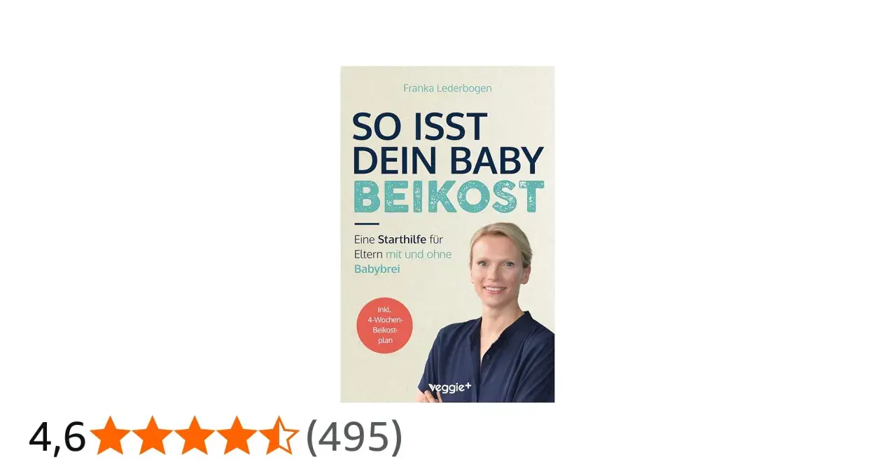 Buchcover "So isst dein Baby Beikost" von Franka Lederbogen. Zeigt eine Frau und erklärt, wie man die reifezeichen baby erkennt.