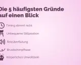 Die 5 häufigsten Gründe, warum man zu viel stillen kann: falsches Timing, unbequeme Position, Reizüberflutung, Brustschimpfhase, körperliches Unwohlsein.