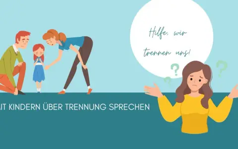 Eltern sprechen mit Kind über Trennung. Fragezeichen symbolisieren Unsicherheit. Wie sage ich meinen Kindern, dass wir uns trennen?