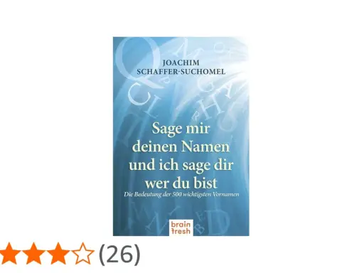 Buchcover "Sage mir deinen Namen und ich sage dir, wer du bist" von Joachim Schaffer-Suchomel. Es erklärt die Bedeutung von 500 Vornamen und enthüllt besondere Namen.