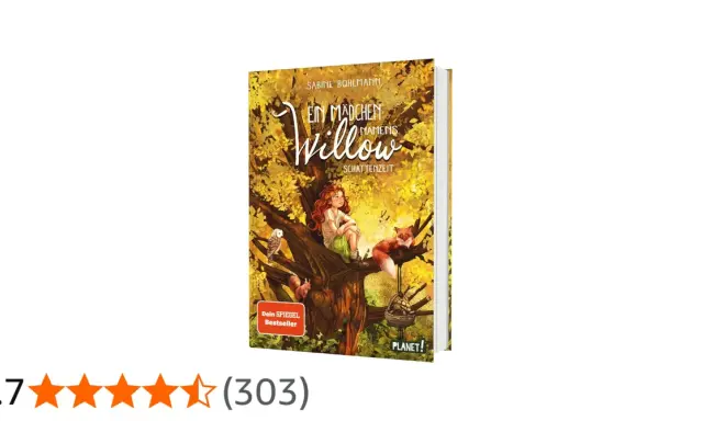 Buchcover: Mädchen Willow sitzt auf Baum, Fuchs & Eule dabei. Eine Liste mit fantasy namen weiblich inspiriert von dieser magischen Welt.