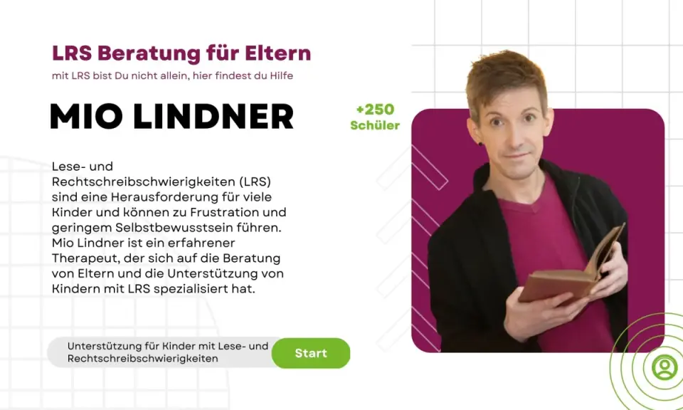 Mio Lindner bietet LRS Beratung für Eltern. Er hilft Kindern mit Lese- und Rechtschreibschwierigkeiten. Was tun bei LRS? Hier finden Sie Unterstützung.
