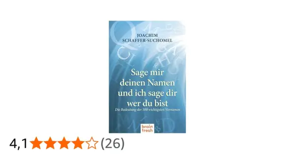 Buchcover "Sage mir deinen Namen und ich sage dir, wer du bist" von Joachim Schaffer-Suchomel. Es erklärt die Bedeutung von 500 Vornamen und enthüllt besondere Namen.